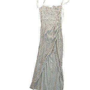 Zara Blogger Fav Linen Polka Dot Midi Dress Sz M